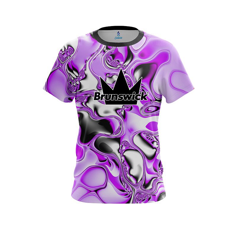Brunswick Purple And White Liquid Canvas CoolWick Bowling Jersey