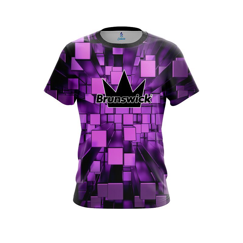 Brunswick Purple Block Burst CoolWick Bowling Jersey
