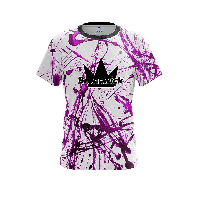 Brunswick Purple Paint Splash CoolWick Bowling Jersey