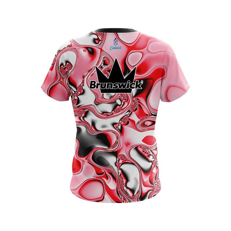 Brunswick Red And White Liquid Canvas CoolWick Bowling Jersey - Image 2