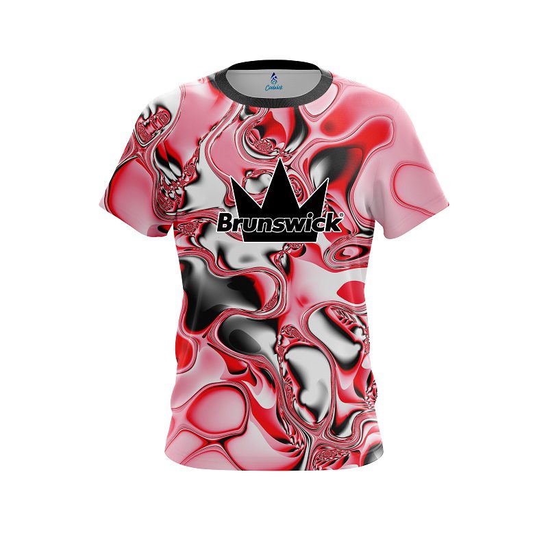 Brunswick Red And White Liquid Canvas CoolWick Bowling Jersey