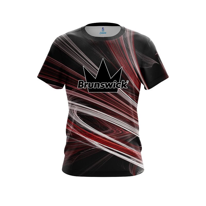 Brunswick Red Motion Swirl CoolWick Bowling Jersey