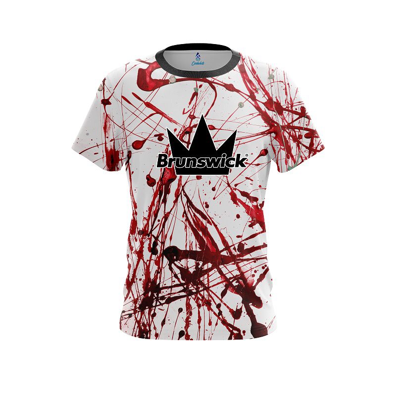 Brunswick Red Paint Splash CoolWick Bowling Jersey