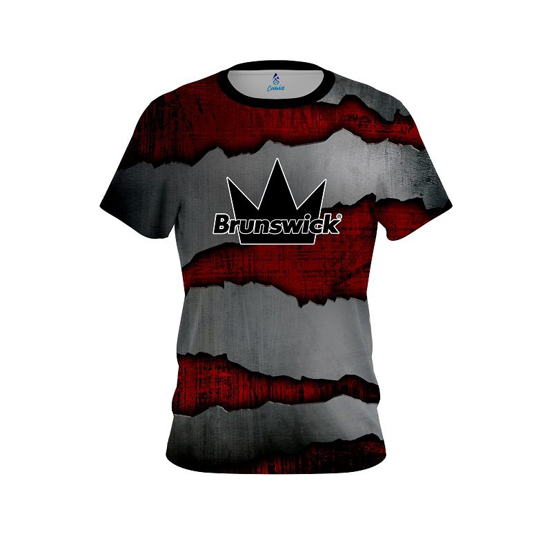 Brunswick Red Rigid Steel CoolWick Bowling Jersey