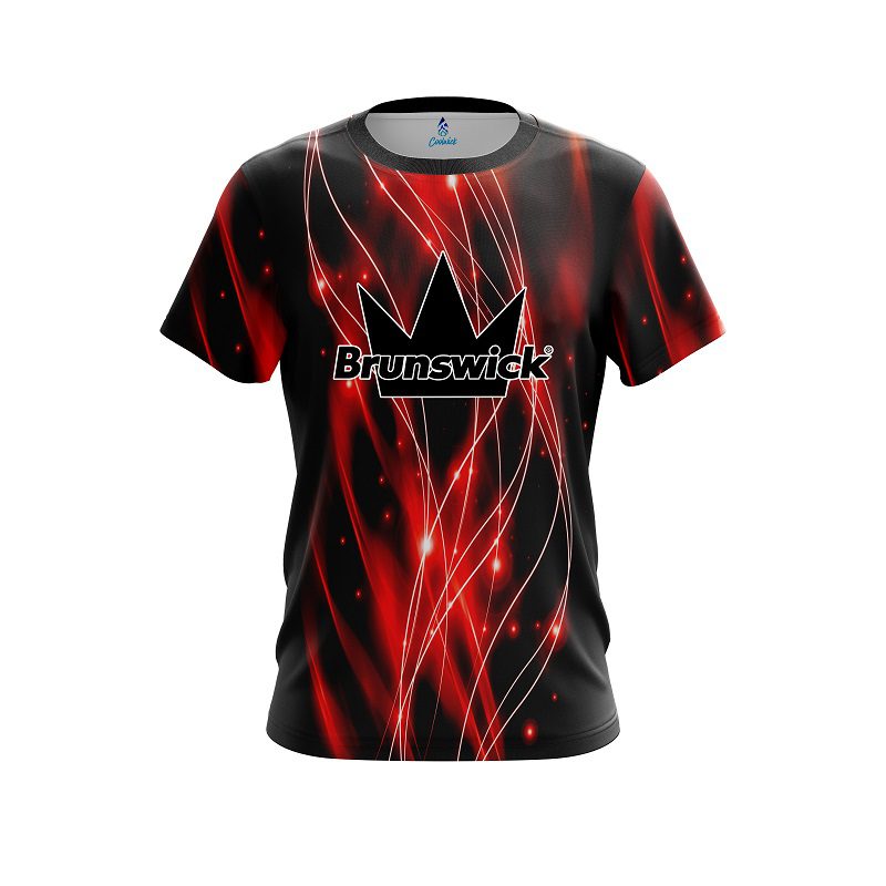 Brunswick Red Spiral Waves CoolWick Bowling Jersey