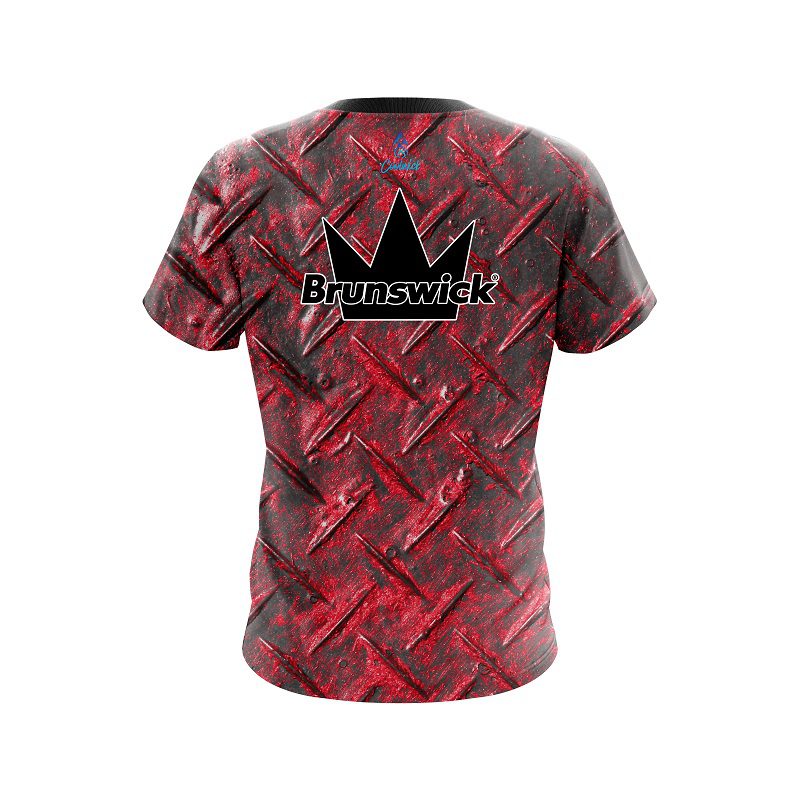 Brunswick Red Diamond Plate CoolWick Bowling Jersey - Image 2