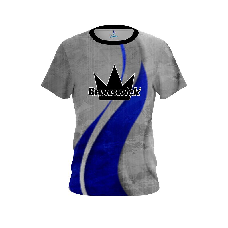 Brunswick Rough Edges Blue CoolWick Bowling Jersey