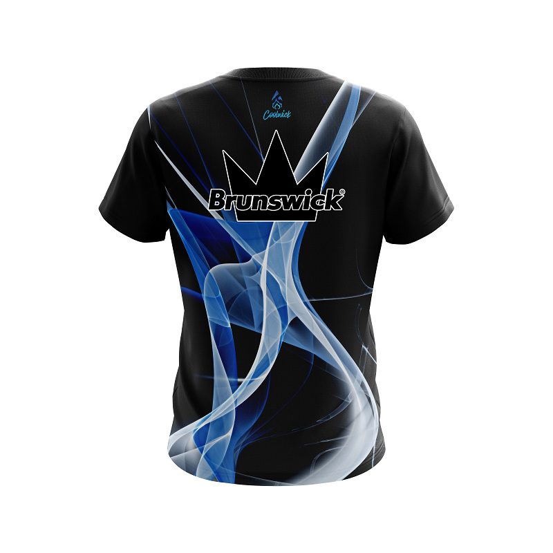 Brunswick Smokey Blue Wave CoolWick Bowling Jersey - Image 2
