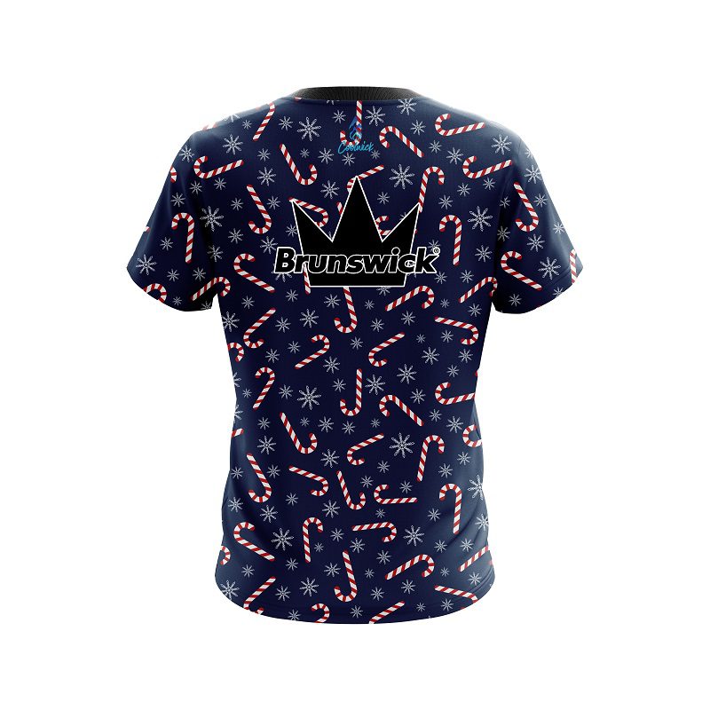 Brunswick Snowy Candy Cane CoolWick Bowling Jersey - Image 2