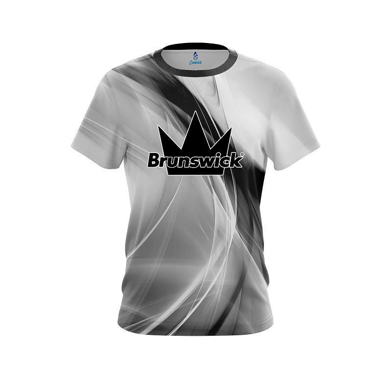 Brunswick Wavy Black And White Swirl CoolWick Bowling Jersey