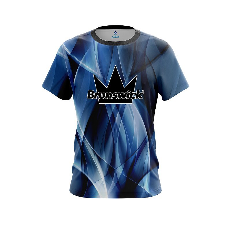 Brunswick Wavy Blue Swirl CoolWick Bowling Jersey