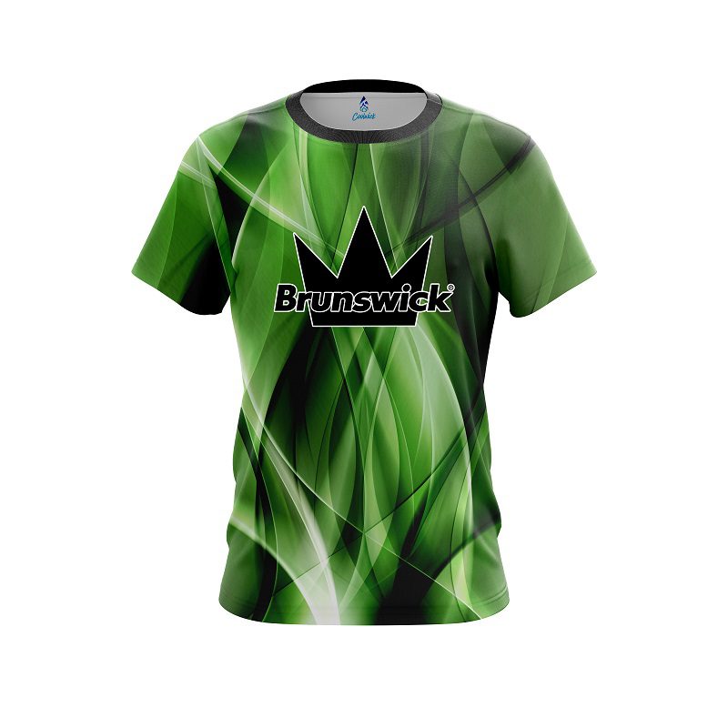 Brunswick Wavy Green Swirl CoolWick Bowling Jersey