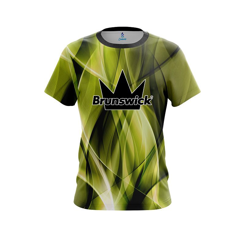 Brunswick Wavy Yellow Swirl CoolWick Bowling Jersey