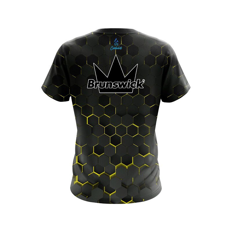 Brunswick Yellow Honeycomb Fusion CoolWick Bowling Jersey - Image 2