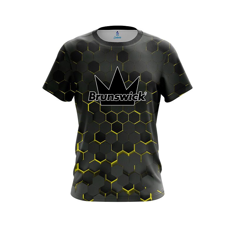 Brunswick Yellow Honeycomb Fusion CoolWick Bowling Jersey
