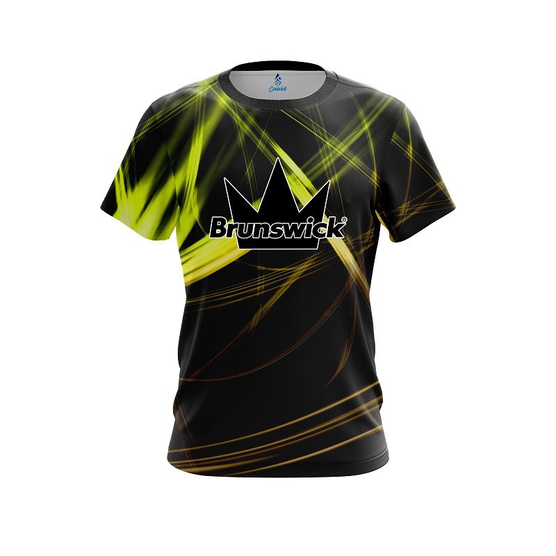 Brunswick Yellow Spiral CoolWick Bowling Jersey
