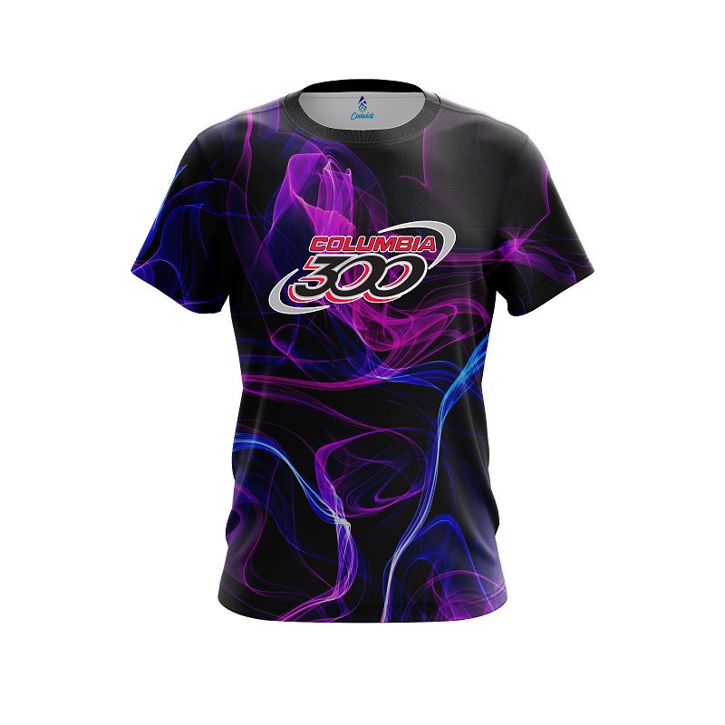 Columbia 300 Blue Purple Smoke CoolWick Bowling Jersey