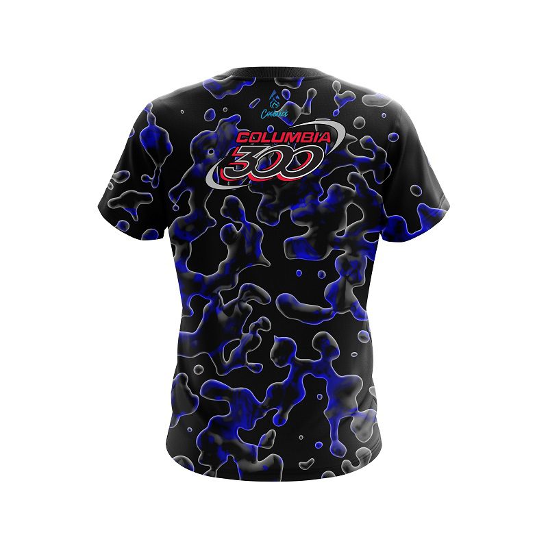 Columbia 300 Blue Flowing Fluid CoolWick Bowling Jersey - Image 2