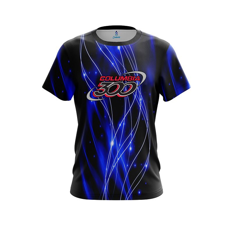 Columbia 300 Blue Spiral Waves CoolWick Bowling Jersey