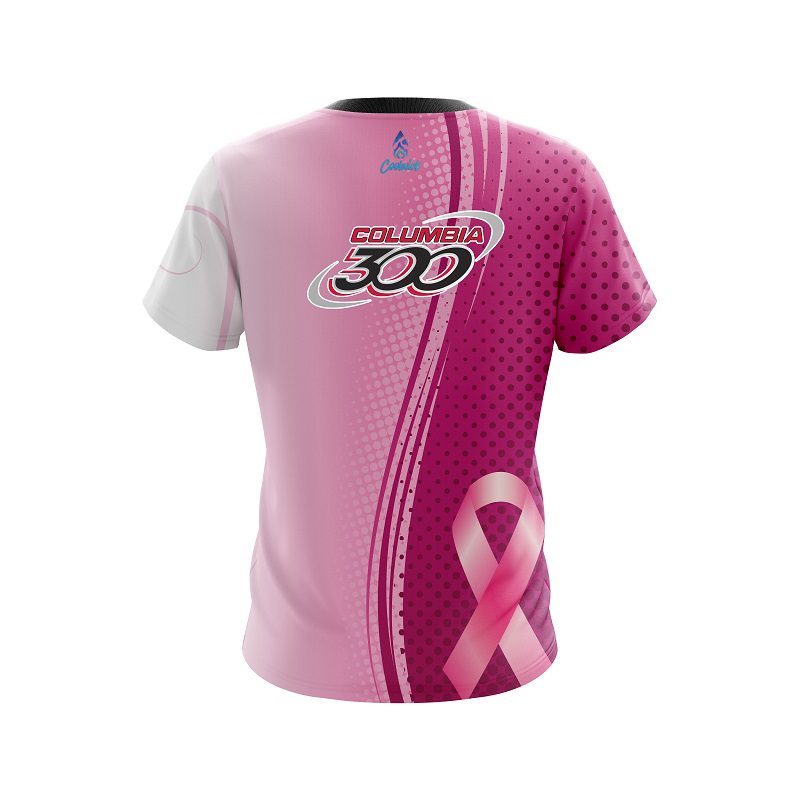 Columbia 300 Breast Cancer Pink Swirls CoolWick Bowling Jersey - Image 2