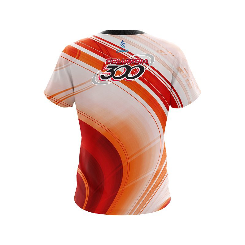 Columbia 300 Curvy Orange Pattern CoolWick Bowling Jersey - Image 2