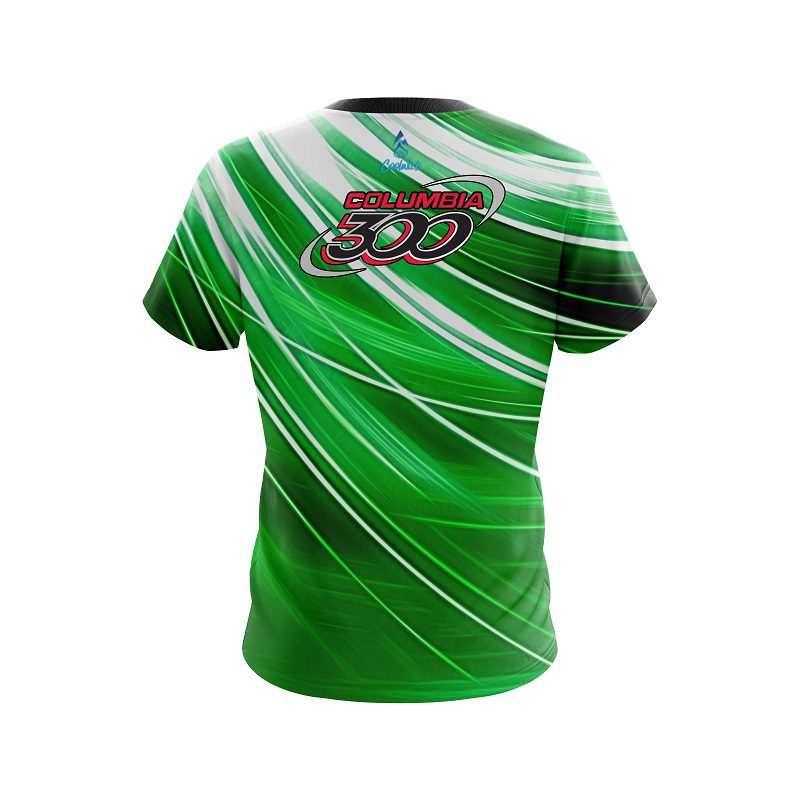 Columbia 300 Deep Green Stripes CoolWick Bowling Jersey - Image 2
