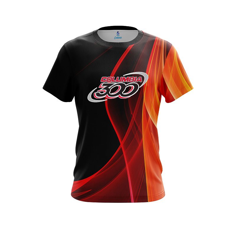 Columbia 300 Deep Orange Curve CoolWick Bowling Jersey