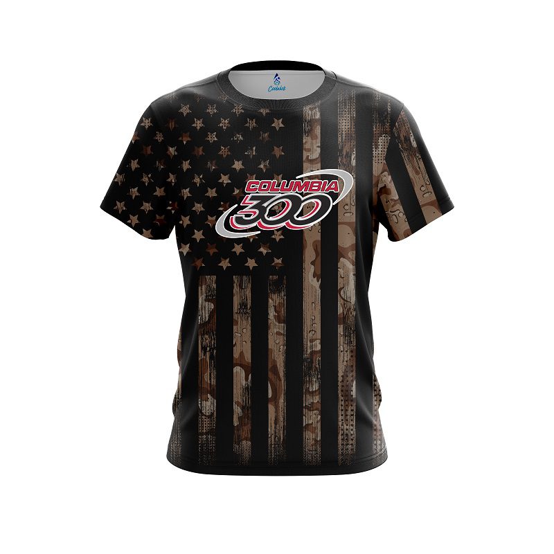 Columbia 300 Desert Camo Flag CoolWick Bowling Jersey