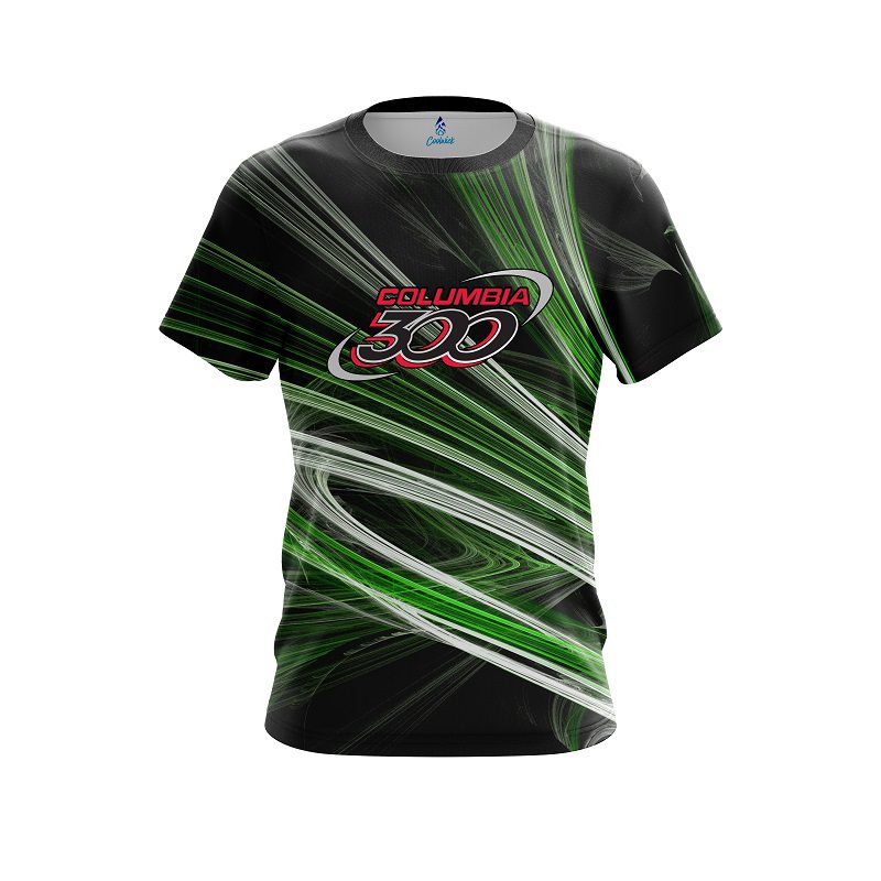 Columbia 300 Green Motion Swirl CoolWick Bowling Jersey