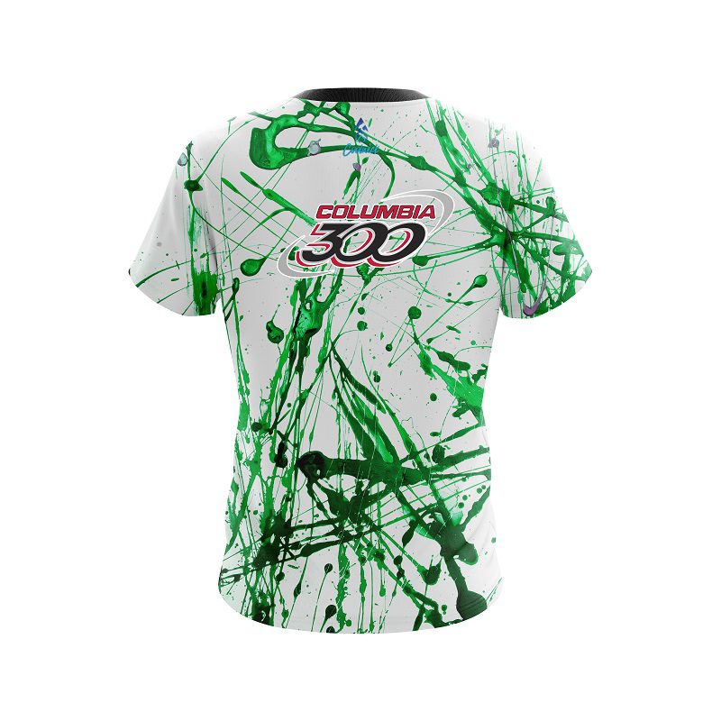 Columbia 300 Green Paint Splash CoolWick Bowling Jersey - Image 2