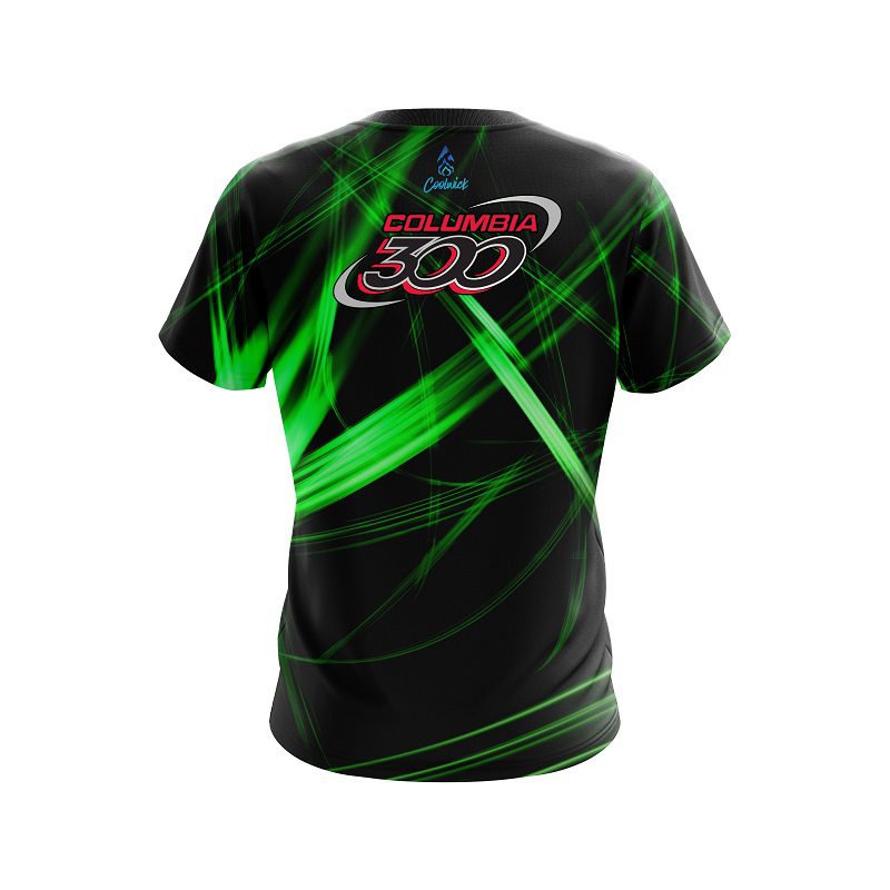 Columbia 300 Green Spiral CoolWick Bowling Jersey - Image 2
