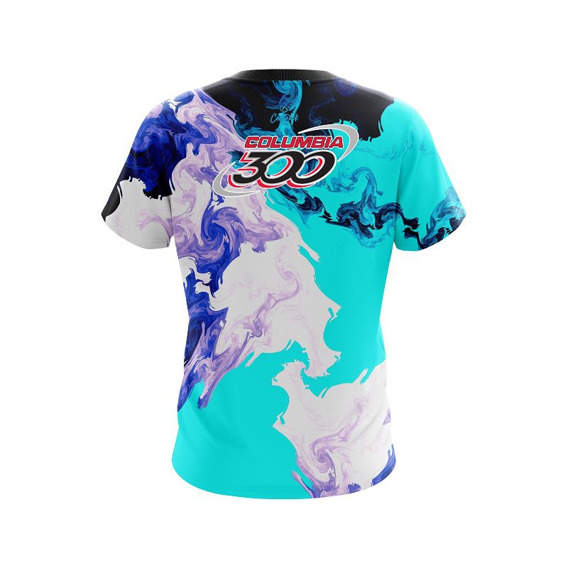 Columbia 300 Liquid Marble Purple And Blue CoolWick Bowling Jersey - Image 2