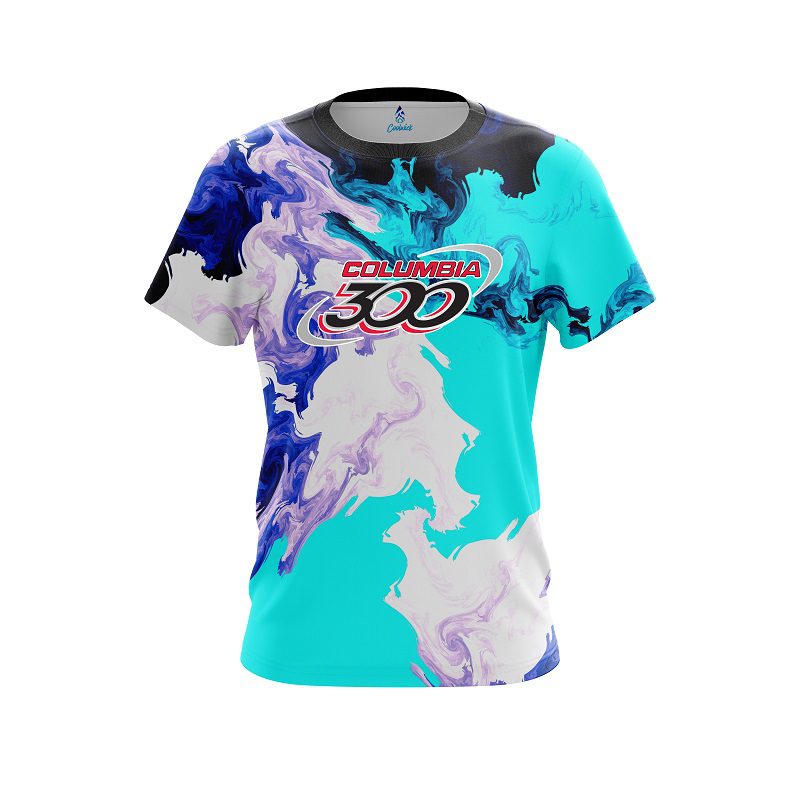 Columbia 300 Liquid Marble Purple And Blue CoolWick Bowling Jersey