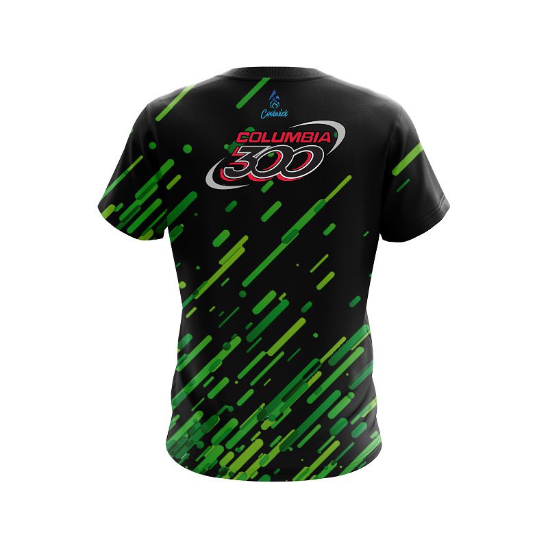 Columbia 300 Modern Green Stripe CoolWick Bowling Jersey - Image 2