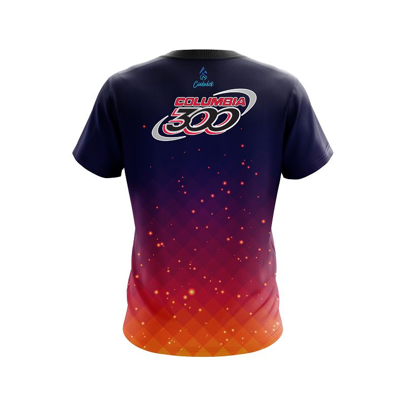 Columbia 300 Orange And Pink Fire Sparks CoolWick Bowling Jersey - Image 2