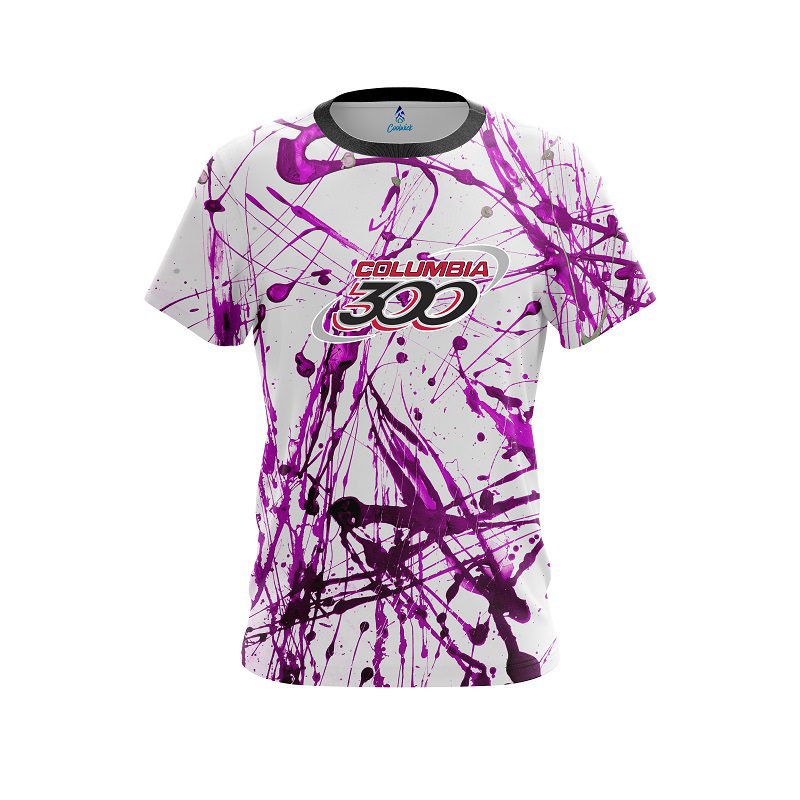 Columbia 300 Purple Paint Splash CoolWick Bowling Jersey