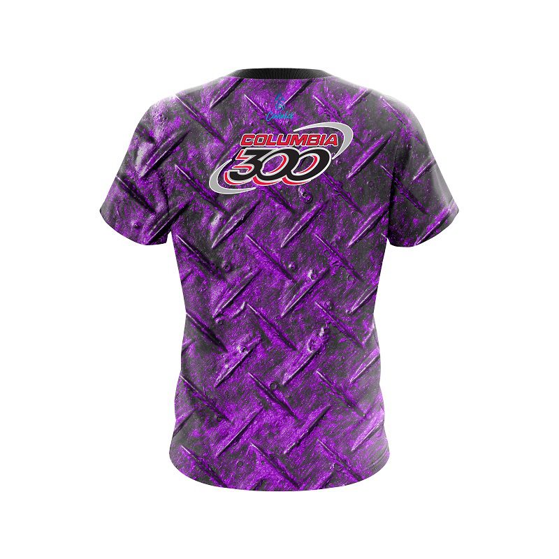 Columbia 300 Purple Diamond Plate CoolWick Bowling Jersey - Image 2