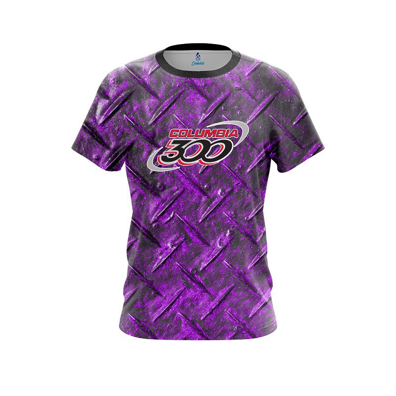 Columbia 300 Purple Diamond Plate CoolWick Bowling Jersey
