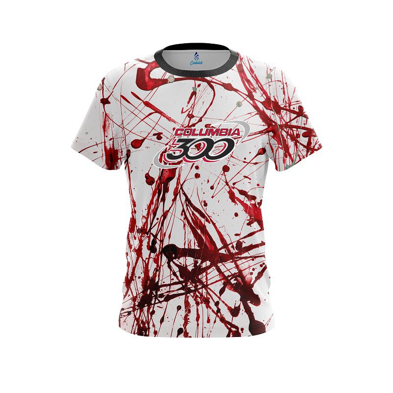 Columbia 300 Red Paint Splash CoolWick Bowling Jersey