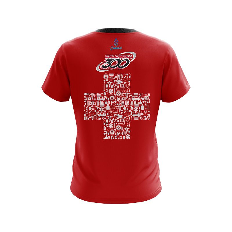 Columbia 300 Rescue Red Cross CoolWick Bowling Jersey - Image 2