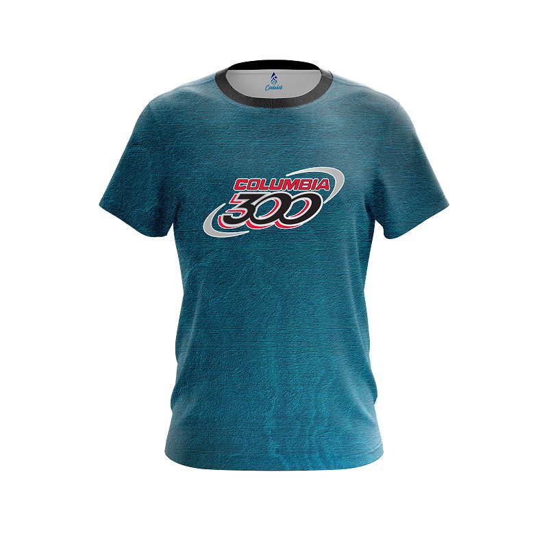 Columbia 300 Teal Grunge Canvas CoolWick Bowling Jersey