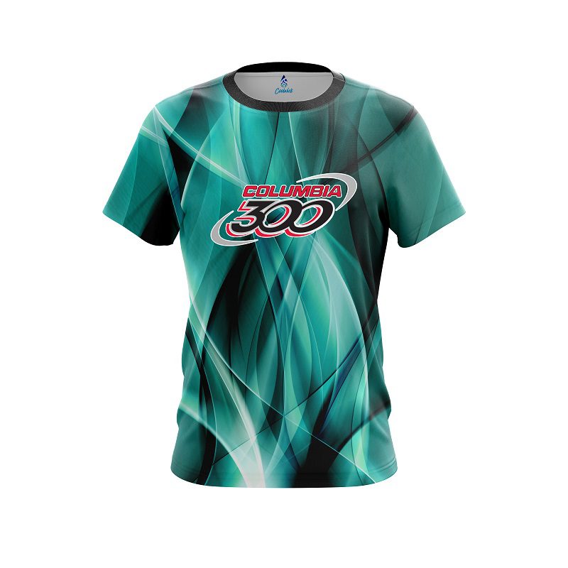 Columbia 300 Wavy Aqua Swirl CoolWick Bowling Jersey
