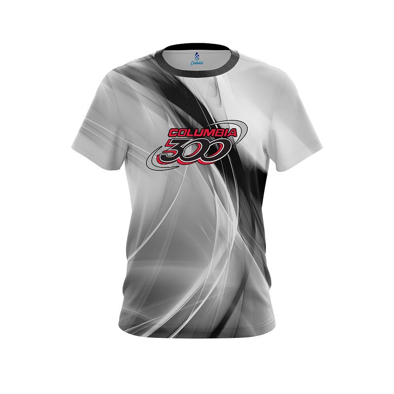 Columbia 300 Wavy Black And White Swirl CoolWick Bowling Jersey