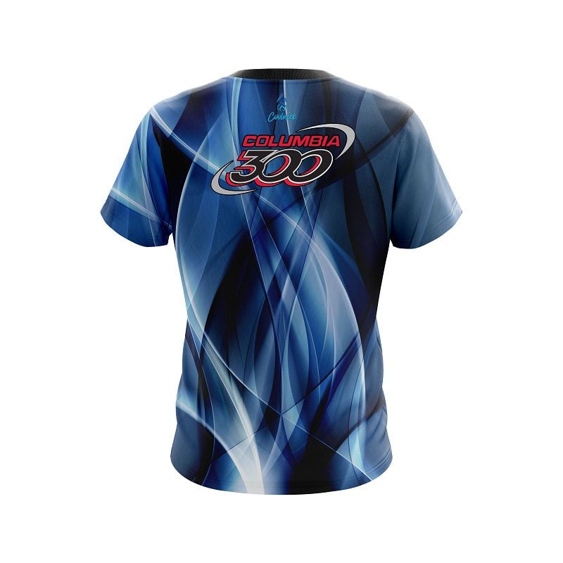 Columbia 300 Wavy Blue Swirl CoolWick Bowling Jersey - Image 2