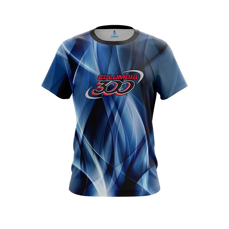 Columbia 300 Wavy Blue Swirl   CoolWick Bowling Jersey