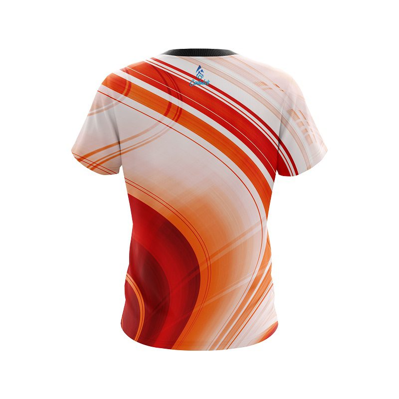 Plain Curvy Orange Pattern CoolWick Bowling Jersey - Image 2
