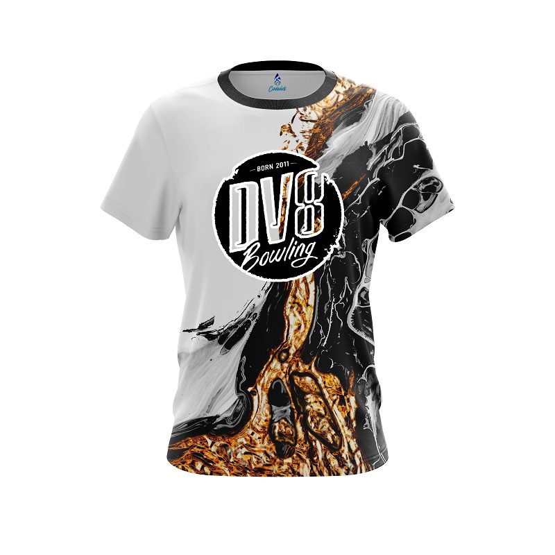 DV8 Black And Gold Liquid Marble CoolWick Bowling Jersey
