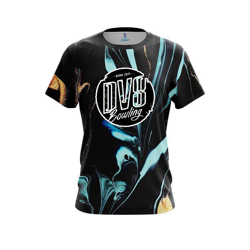 DV8 Blue And Gold Liquid Marble CoolWick Bowling Jersey
