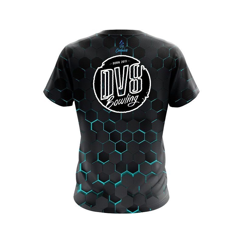 DV8 Aqua Honeycomb Fusion CoolWick Bowling Jersey - Image 2