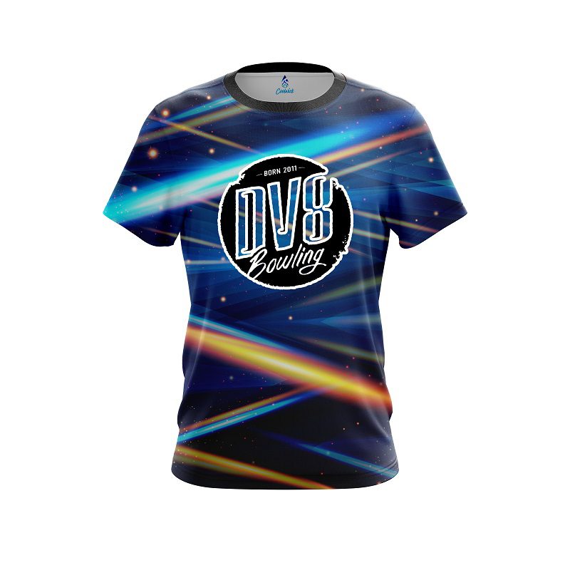 DV8 Blue Futuristic Rays CoolWick Bowling Jersey